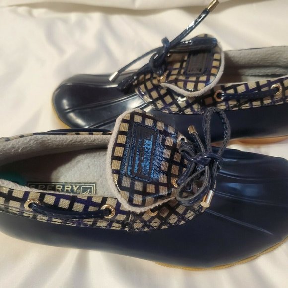 Sperry Topsider Navy Dark Blue Checkered Waterproo - Picture 7 of 11